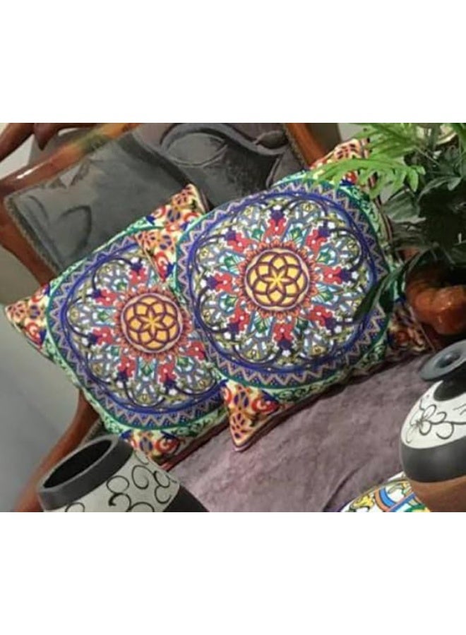 "A traditional Khayamiya bedspread and cushion set, crafted from high-quality fabric. It features an artistic design that reflects the beauty of oriental patterns. The bedspread measures 1 meter × 1 meter, accompanied by two elegant cushions sized 45 × 45 cm (H)." - Image 2